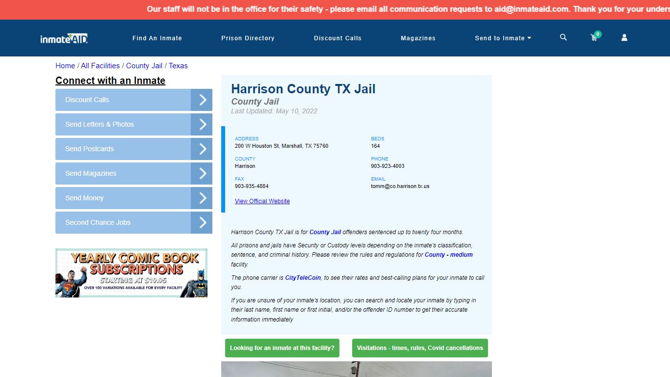 Harrison County TX Jail - Inmate Locator - Marshall, TX