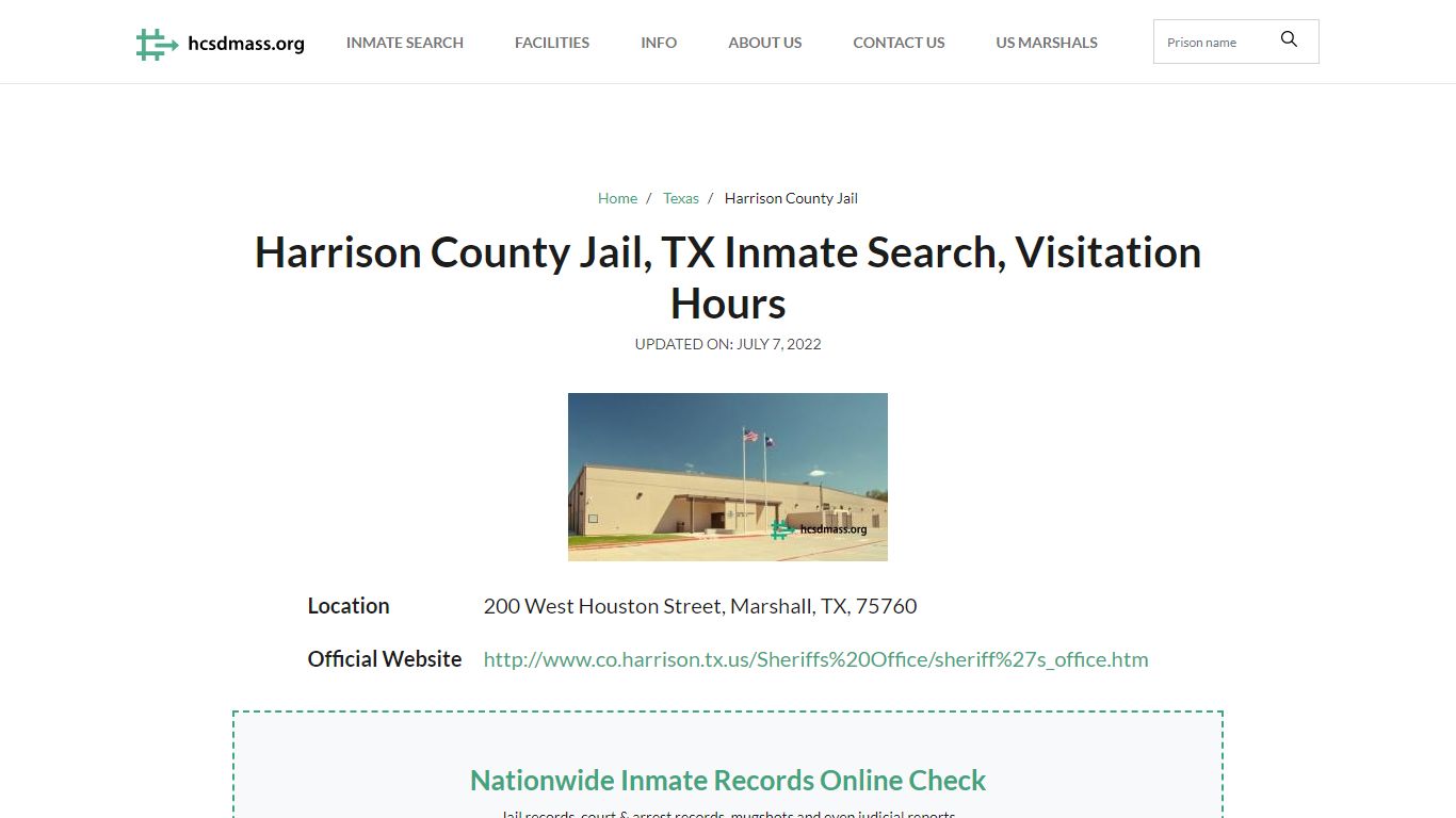 Harrison County Jail, TX Inmate Search, Visitation Hours - Hampden County